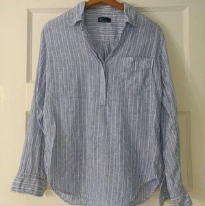 GAP blue and white striped linen popover